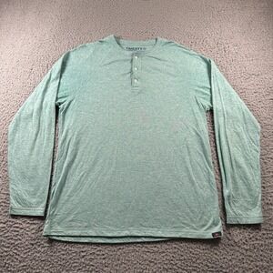 Faherty Henley Mens M Cloud Cotton Long Sleeve Heather Seafoam Green Top Casual